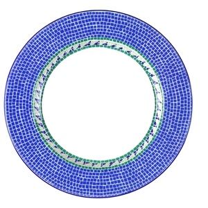 Dansk "Tiles" Blue Mosaic Collection Set Of Four 9" Salad Plates Made Portugal